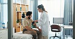 Blood pressure, pump and doctor with man in clinic for medical exam, checkup and consulting. Healthcare, hospital and patient with equipment to monitor for heart rate, wellness and hypertension