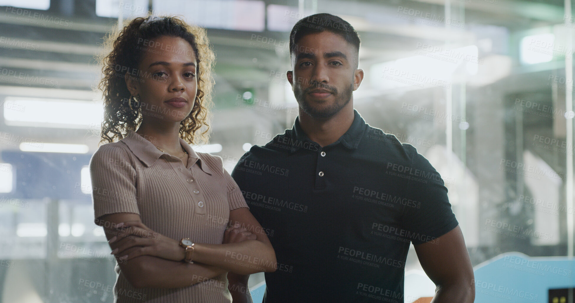 Buy stock photo Animal shelter, team and portrait of people for volunteer work, charity and welfare service. Adoption center, sanctuary and confident man and woman with crossed arms for rescue, foster care and help