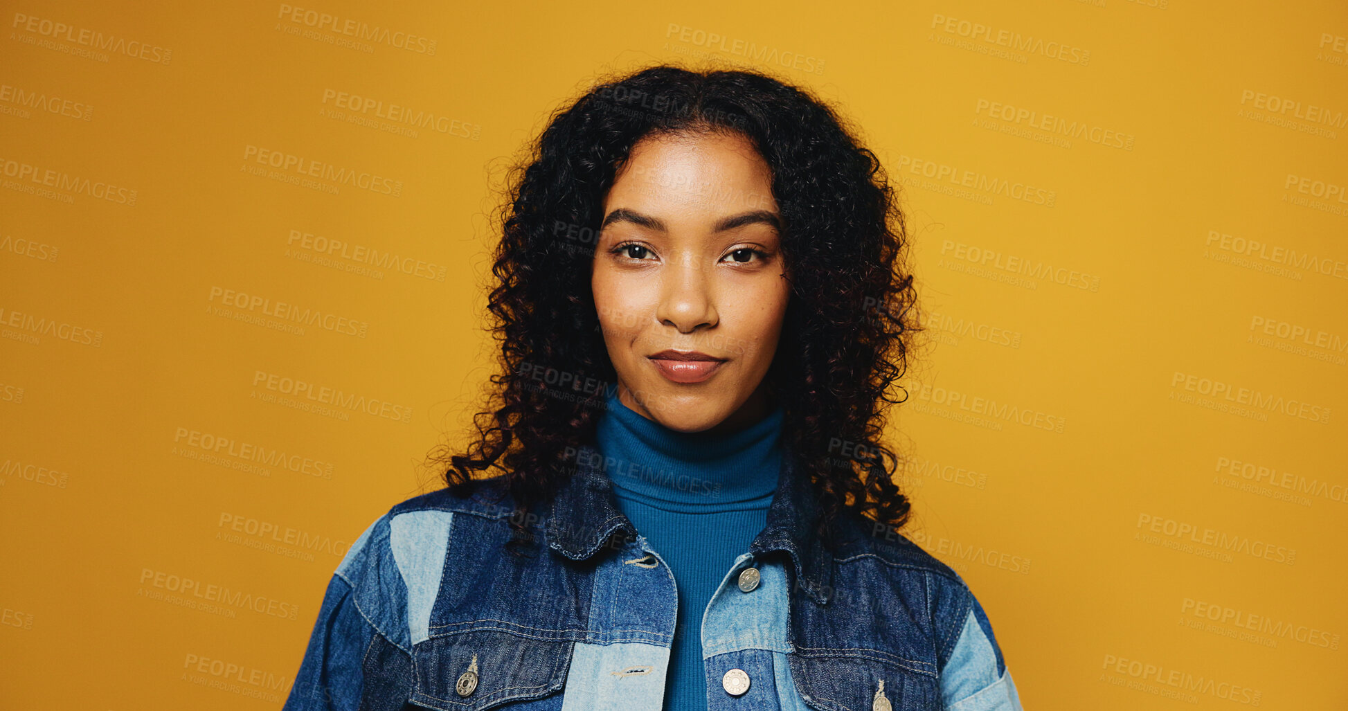 Buy stock photo Fashion, student and portrait of woman in studio for designer, internship and about us. Confidence, pride and personal stylist trainee with person on background for apprentice tailor on mockup space