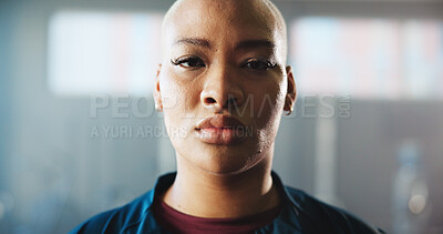 Buy stock photo Portrait, athlete and black woman with pride at gym for fitness, training and personal trainer. Confident, female person and physical coach of workout tips, sports membership and bodybuilder wellness