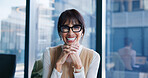 Smile, office and portrait of business woman with glasses for financial career, job and opportunity. Corporate, happy and person with confidence for investment advisor, finance consultant and pride