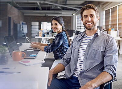Buy stock photo Cropped shot of a creative businessperson working in the office
