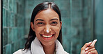 Beauty, cosmetics  and portrait with woman in bathroom for lotion, retinol moisturizer and self care. Dermatology, cream and skincare with person in home for hydration, glow and facial treatment