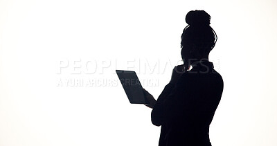 Buy stock photo Backstage, getting ready and makeup with women in studio for fashion showcase preparation. Behind the scenes, beauty or cosmetics with cosmetologist and talent on white background for styling