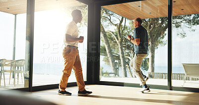 Buy stock photo Fitness, physiotherapy and rehabilitation with people in clinic for health, recovery or wellness. Exercise, training or workout with mature patient and therapist in office for medical support