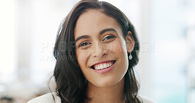 Buy stock photo Fashion intern, portrait or woman in office with smile, apparel assistant or pride in creative job. Happy, space or stylist in agency with confidence, about us or experience as design clerk.