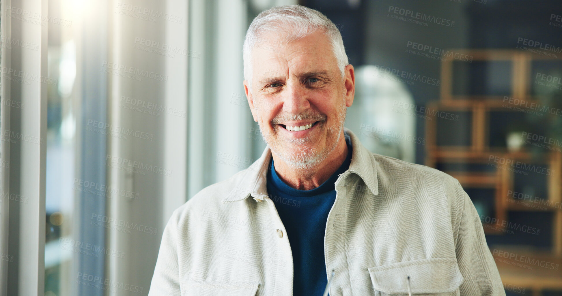 Buy stock photo Portrait, happy man or creative director in agency for about us, confidence or campaign planner. Project management, branding or mature manager with pride for career experience, professional or smile