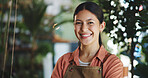 Portrait, smile and nursery with woman in store for plant growth specialist, ecommerce and entrepreneur. Environment, florist and small business with person in shop for gardening expert and botany