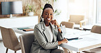 Portrait, smile or black woman in boardroom with pride, about us or job in finance industry. Happy, corporate or analyst in office with confidence, career growth or experience in risk management.
