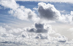 Nature, blue sky and clouds in environment for climate, meteorology or conservation. Outdoor, fresh air and cloudscape for sustainability, weather or atmosphere for wind or ozone in stratosphere