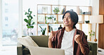 Excited, man and winning with laptop in home for good news, project success or achievement. Happy, male person or winner with smile, fist pump or computer for promotion, bonus or victory in house