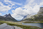 Road journey towards epic majestic beautiful landscape explore natures climate beauty