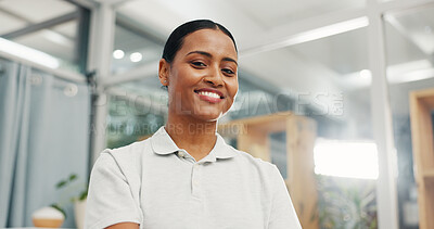Buy stock photo Woman, physiotherapist and smile in portrait at clinic for healthcare career with pride at wellness center. Person, physical therapist or happy with confidence for services at hospital in Mexico