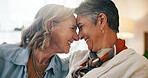 Lesbian, smile or mature couple in house with connection, commitment or bonding together on weekend break. LGBTQ, happy or women with affection, loyalty or romantic moment in healthy relationship.
