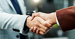 Meeting, business people and handshake for agreement in city, lawsuit mediation and settlement deal. Town, cooperation and lawyers shaking hands for compromise, client negotiation and case resolution