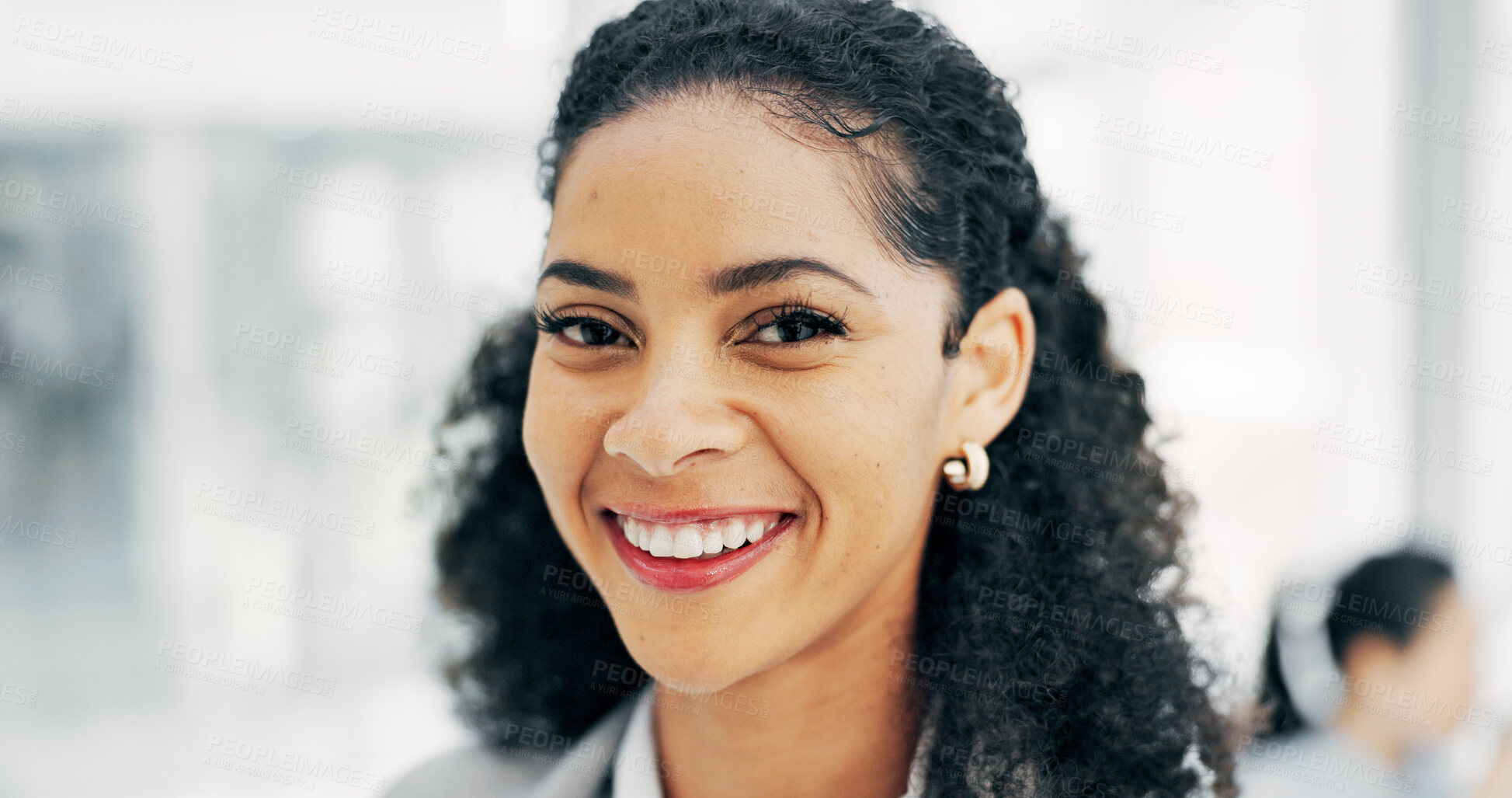 Buy stock photo Business, woman and lawyer with smile in office for career pride, about us and legal advice. Portrait, female person and attorney with confidence, positive attitude and consultant for corporate law