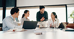Business, team and applause with update in meeting for evidence breakthrough, progress or justice. Legal counsel, people and clapping at firm for trial preparation, charge dismissal and announcement
