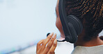 Call center, headset and business black woman in office for insurance agent, consulting and advisor. Claims policy, help desk and cover regulation consultant with employee in agency for contact