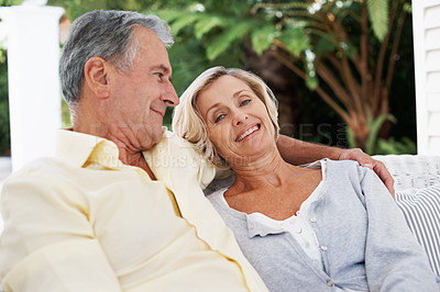 Buy stock photo Shot of a senior couple enjoying the day together