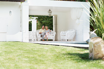 Buy stock photo Shot of a senior couple enjoying the day together