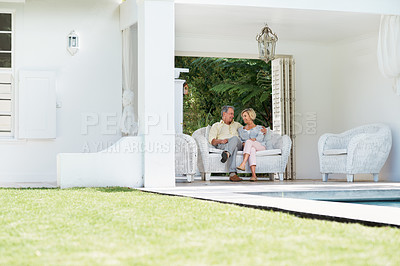 Buy stock photo Shot of a senior couple enjoying the day together