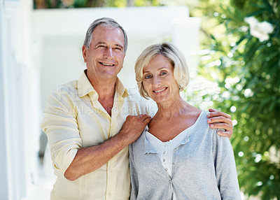 Buy stock photo Shot of a senior couple enjoying the day together
