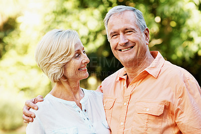Buy stock photo Shot of a senior couple enjoying the day together