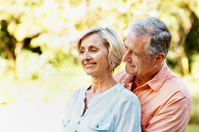 Buy stock photo Shot of a senior couple enjoying the day together