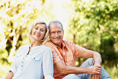 Buy stock photo Shot of a senior couple enjoying the day together