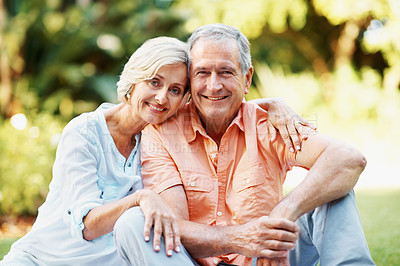 Buy stock photo Shot of a senior couple enjoying the day together