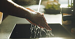 Basin, washing hands and water with person in kitchen of home for cleaning or personal hygiene. Health, skincare and wellness routine with man at sink in apartment to remove bacteria, dirt or germs