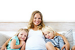Relaxing at home with her two little angels