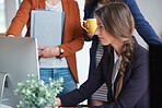 business people using computer in office team meeting brainstorming ideas female entrepreneurs working together in workplace 