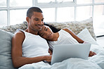 Binge-watching series in bed