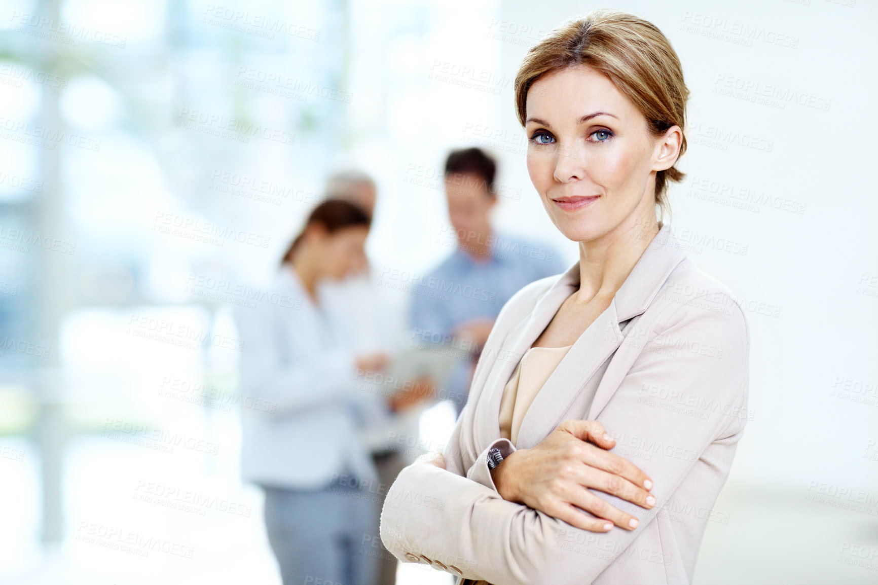 Buy stock photo Corporate, woman and arms crossed in office portrait for legal assistance, case law and about us. Staff, paralegal and confident at firm for litigation support, business professional or career growth