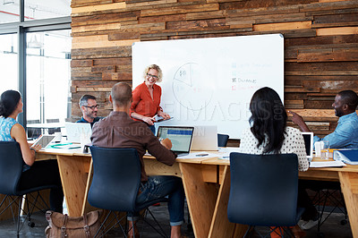 Buy stock photo Cropped shot of a businesswoman giving a presentation