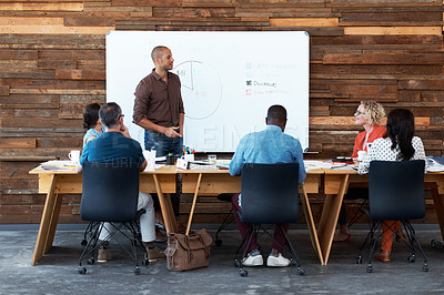 Buy stock photo Cropped shot of a businessman giving a presentation