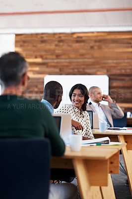 Buy stock photo Cropped shot businesspeople working in an office