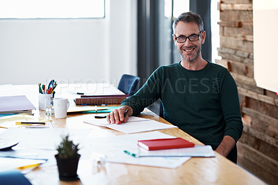 Buy stock photo Portrait of a handsome designer at his desk