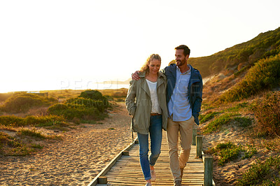 Buy stock photo Shot of an adventurous couple spending time in the outdoors
