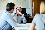 Pitching their ideas to the boss