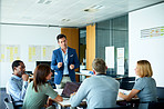 Pitching his ideas to the team