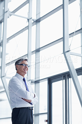Buy stock photo Portrait of a confident senior businessman standing against a white background
