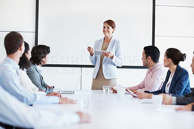 Buy stock photo A group of business people in a conference room during a presentation