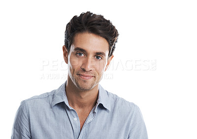 Buy stock photo Portrait of casual smiling male -Studio shot