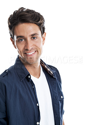Buy stock photo Portrait of a smiling handsome man -studio shot