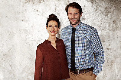 Buy stock photo Studio portrait of a happy couple