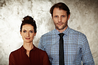 Buy stock photo Studio portrait of a well dressed couple