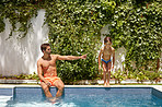 You'll be a fantastic diver in no time with Daddy's help
