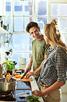 Meal prep is a joint effort in their home